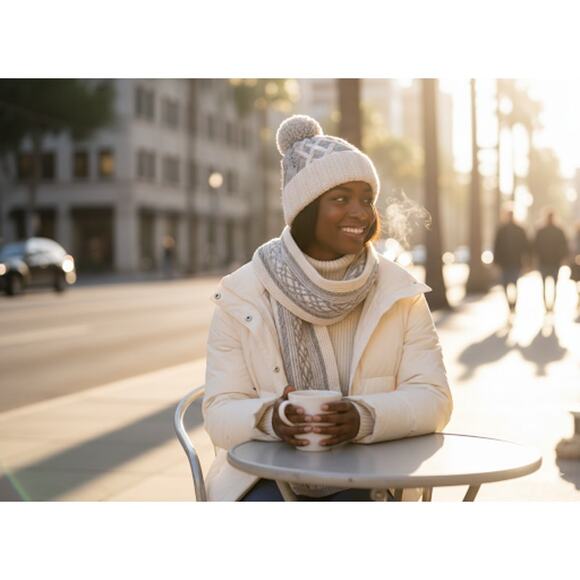 NWT Rag & Bone New York Knit Beanie & Scarf Set 100% Wool Ivory Gray $400 MSRP - Picture 2 of 16